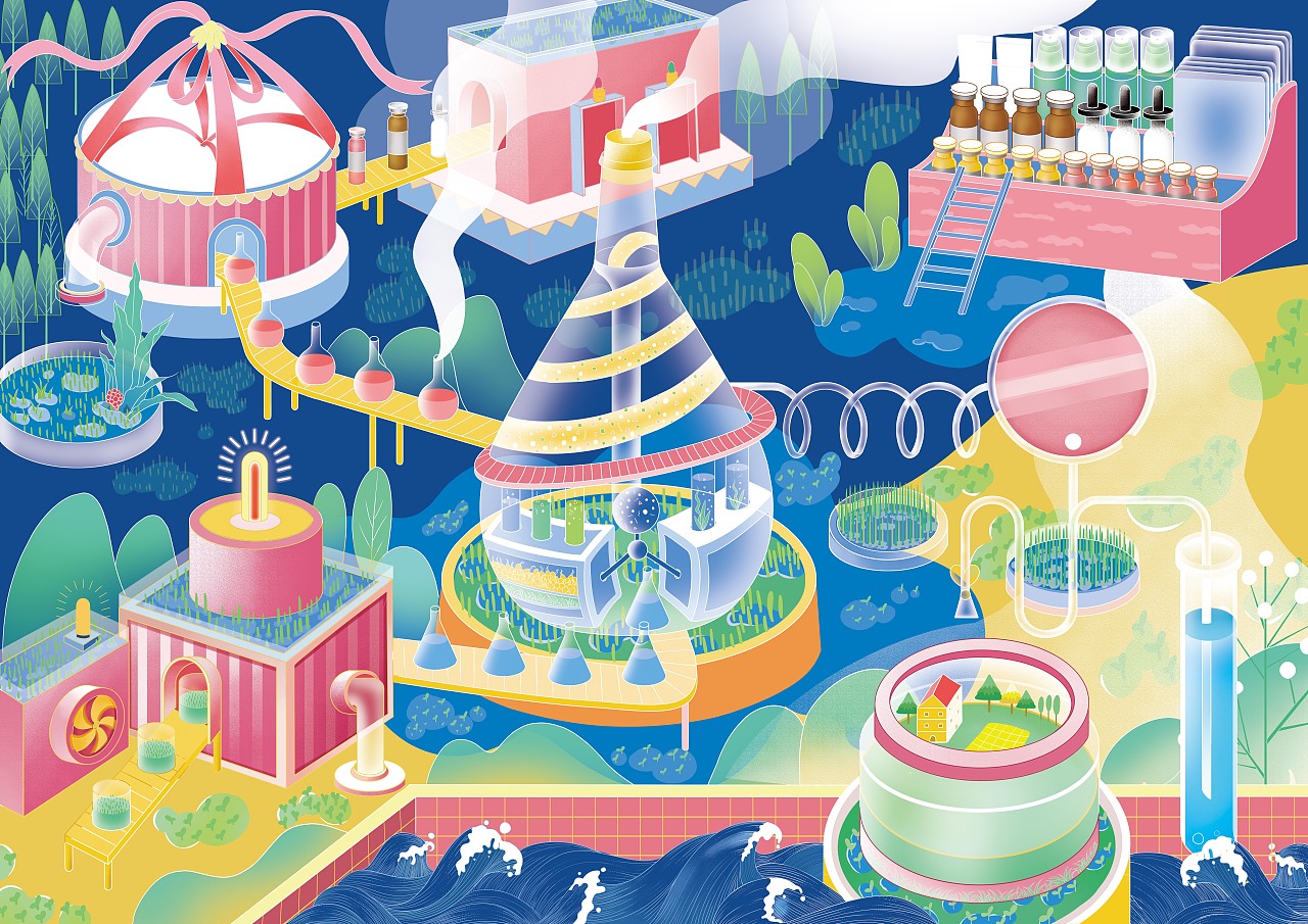 科美優肽「實驗室插畫」&「生產流程創意插畫」